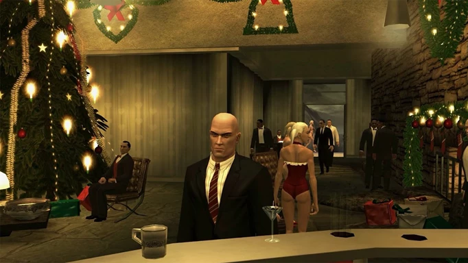 Agent 47 in Hitman: Blood Money's You Better Watch Out mission.