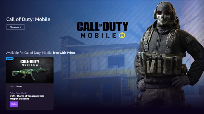 The Call of Duty Mobile Prime Gaming Rewards website