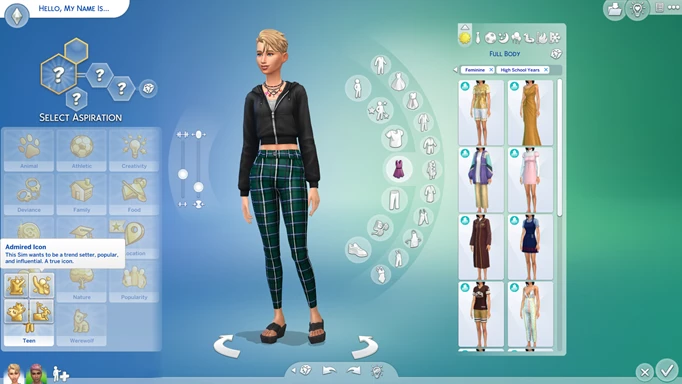 Sims 4: High School Years CAS Mode