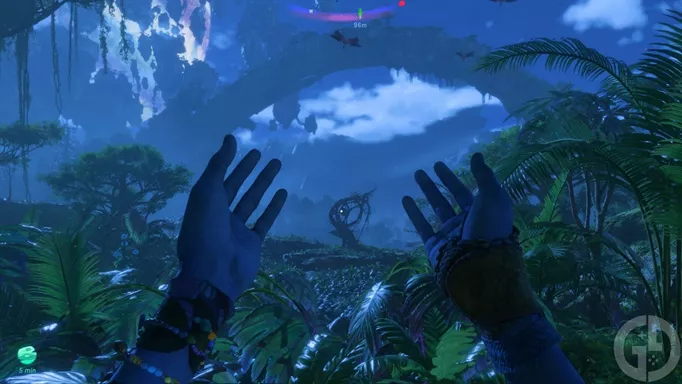 Your Na'vi observing the Sarentu Totem in Avatar: Frontiers of Pandora