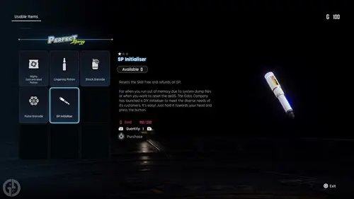 The SP initialiser in Steller Blade to reset Skill Trees & respec SP