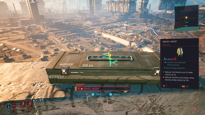 The box where you will find David's Jacket in Cyberpunk 2077