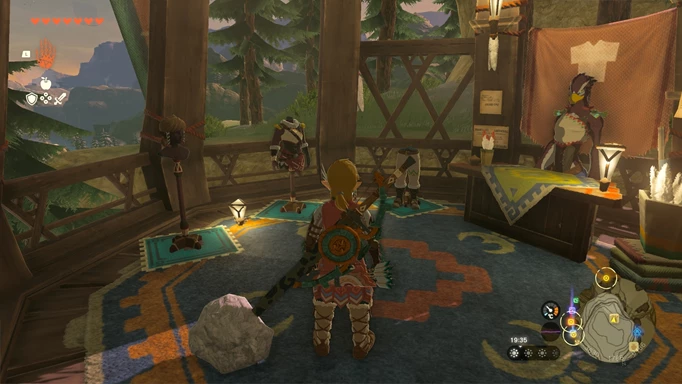 Link examines the Snowquill set in The Legend of Zelda: Tears of the Kingdom