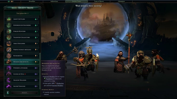 A screen showing the units of the Dwarfkin in Age of Wonders 4