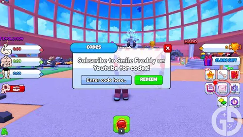 Image showing you how to redeem codes in Muscle Evolution