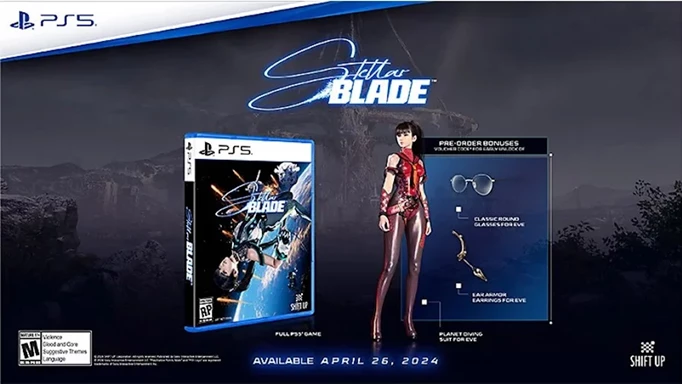 Stellar Blade pre-order bonus, including the Planet Diving Suit, Classic Armor Glasses, and Ear Armor Earrings