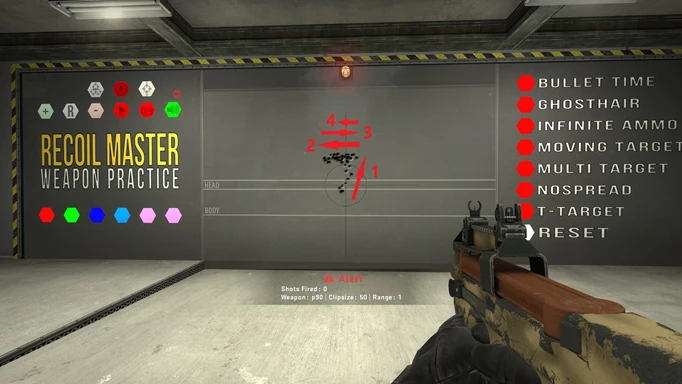 Image of the P90 spray pattern in CS:GO