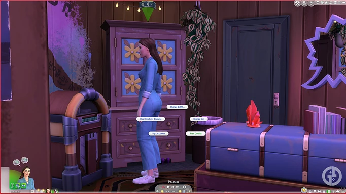 Image showing a Sim standing by a wardrobe