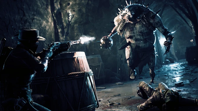 A promo image for Remnant 2 showing an enemy approaching a character.