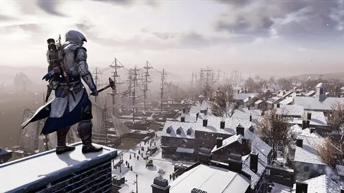 Connor Kenway standing on a rooftop in Assassin's Creed 3 Remastered