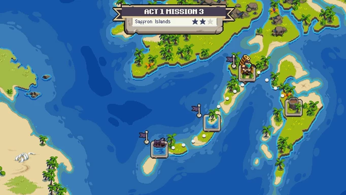 A world map in Wargroove 2