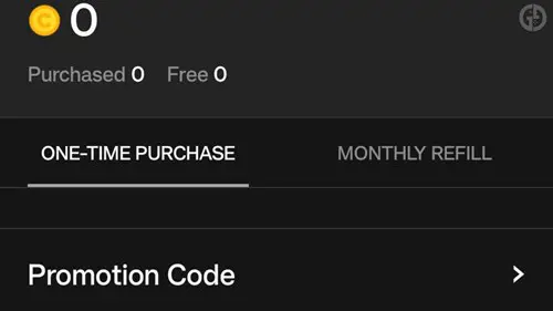The menu to redeem WEBTOON promo codes in the app
