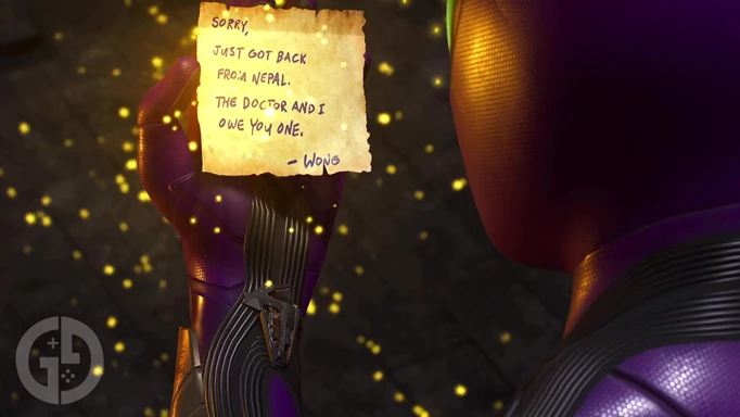 Miles getting a note from Wong in Marvel's Spider-Man 2