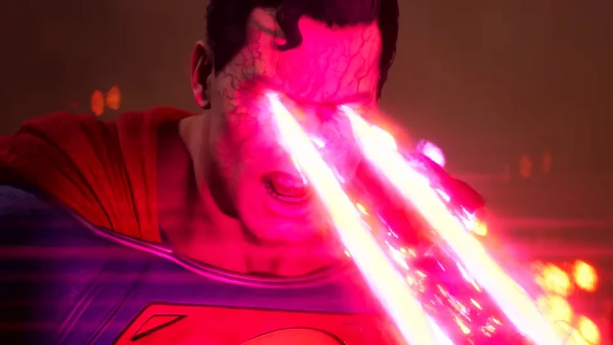 Superman using his lasers in Suicide Squad: Kill the Justice League