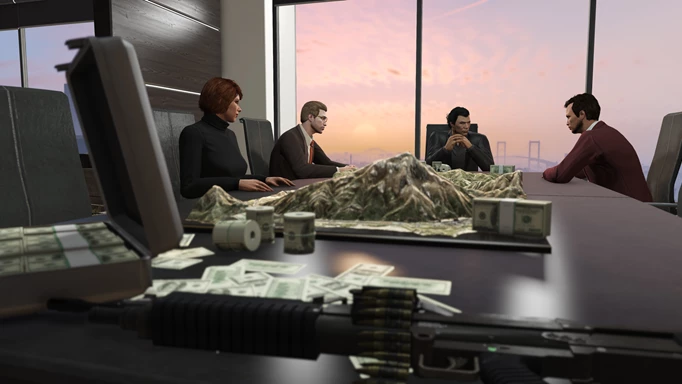 An image of cash on a table in GTA Online