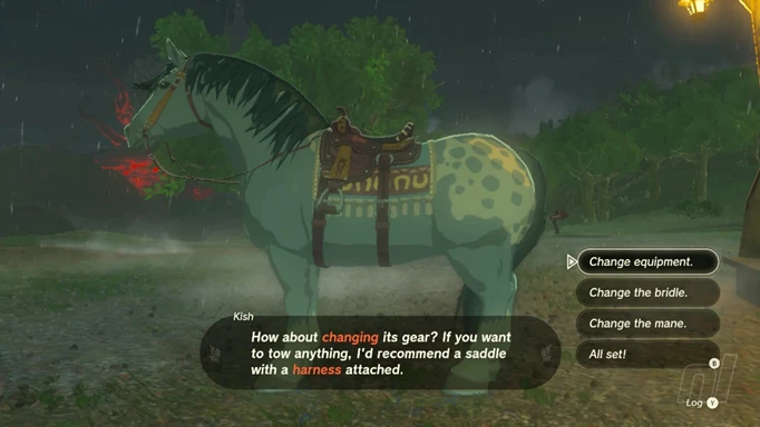 Equipping your towing harness in Zelda: Tears of the Kingdom