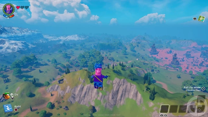 Frostland, Grassland and Dry Valley biomes in LEGO Fortnite