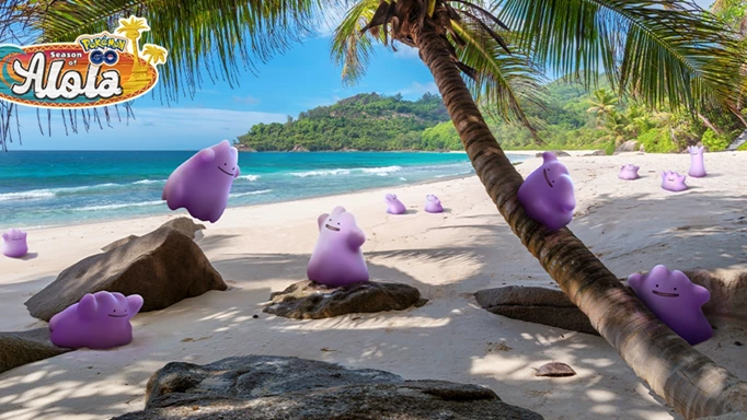 Key art of Ditto, which has disguises in Pokemon GO