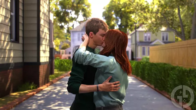 Peter kissing MJ after retiring from being Spider-Man