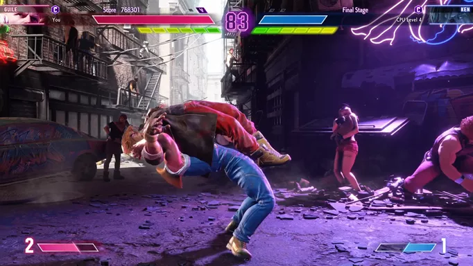 Guile Suplexing Ken في Street Fighter 6