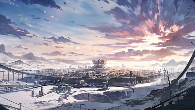 Image shows a city from Honkai: Star Rail concept art