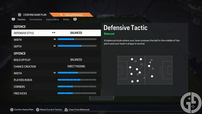 Image of the 4-4-2 Balanced custom tactic in EA FC 24