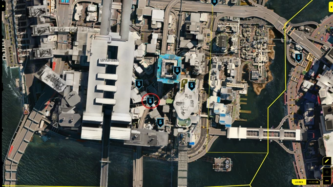 the map location of The Chariot Tarot Card in Cyberpunk 2077