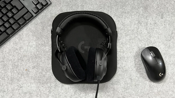 Logitech G PRO X 2 resting on its included carry case