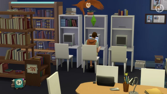 A Sim using a PC