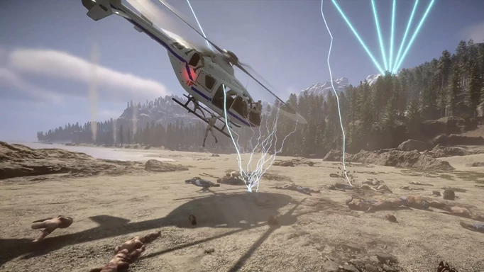 Helicopter being attacked by mutants in Sons of the Forest