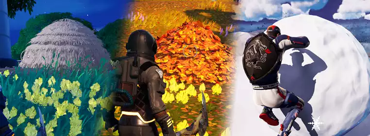 How to hide in a hay stack, leaf pile & giant snowball in a single match in Fortnite