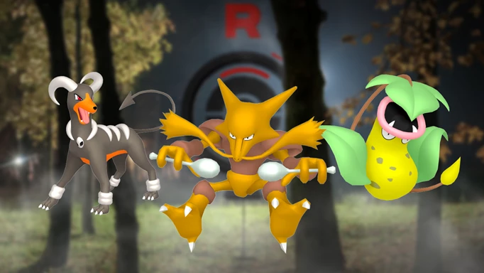 Houndoom, Alakazam, and Victreebel in Pokemon GO