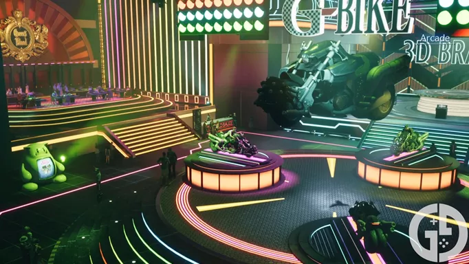 Image of the Gold Saucer and its minigames in Final Fantasy 7 Rebirth