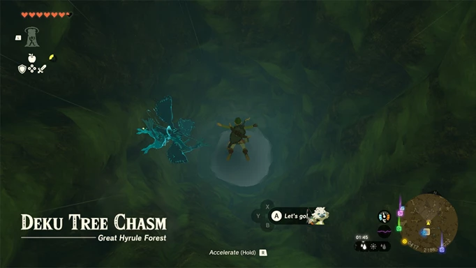 Screenshot of the Deku Tree Chasm in Zelda: Tears of the Kingdom