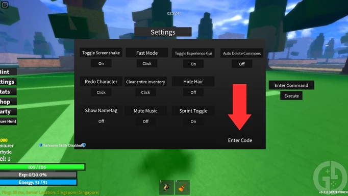 The code redemption screen in Project Mula for Roblox
