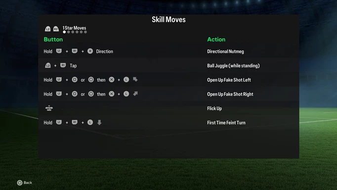 Image of the 1 star skill moves in EA FC 24