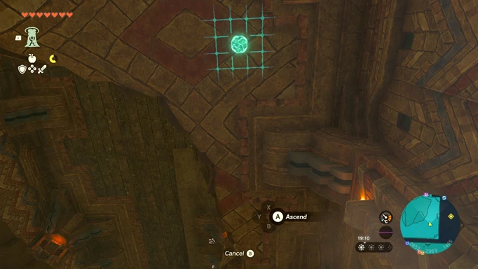 Screenshot of Ascend in the Wind Temple in Zelda: Tears of the Kingdom