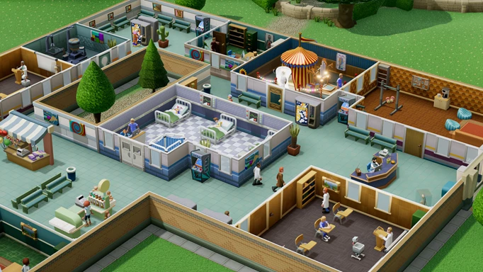 Екранна на геймплей на болница от болница Two Point, една от най -добрите игри като The Sims