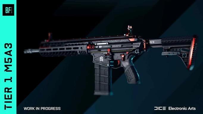 The Tier 1 M5A3 gun with a black and red skin.