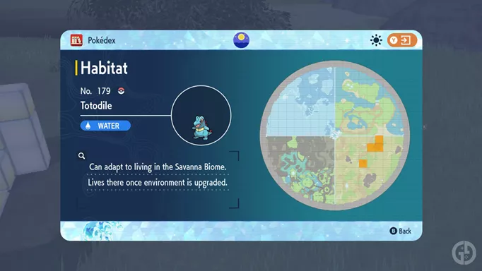 Totodile location on the Indigo Disk map