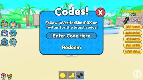 Redeeming a code in Strong Lifting Simulator