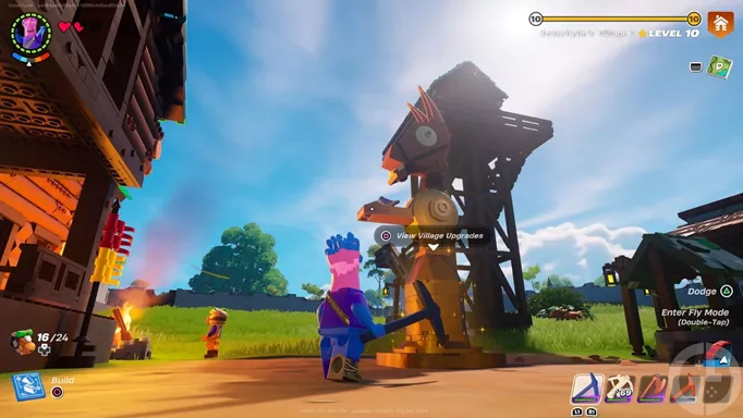 A village monument in LEGO Fortnite