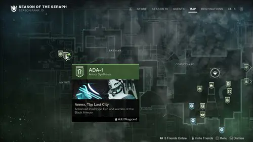 Ada-1 shown on the map in Destiny 2