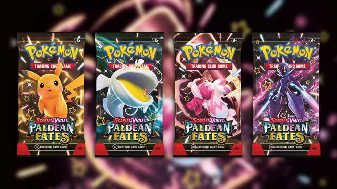 Four Pokemon TCG Paldean Fates Booster Packs