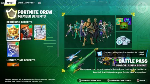 Fortnite Crew homepage