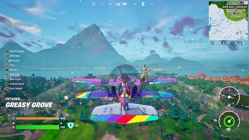 Controls for a plane on screen in Fortnite OG