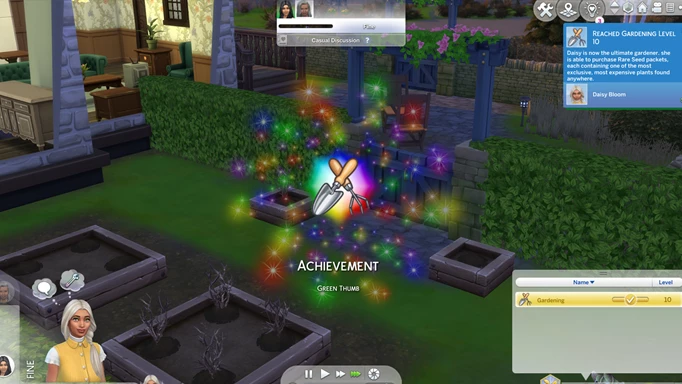 Sims 4 gardening achievement, as per Bloom Challenge rules