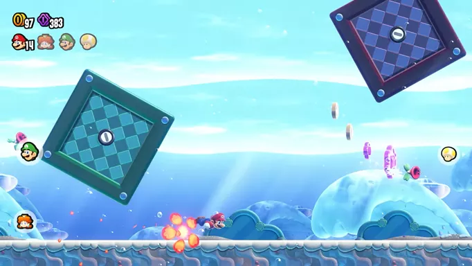Mario chasing a flower in Super Mario Wonder
