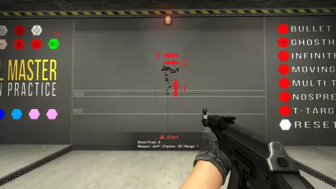 Image of the AK-47 spray pattern in CS:GO