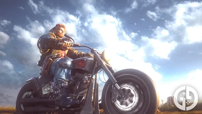Paul on his motorcycle in the desert in Tekken 8